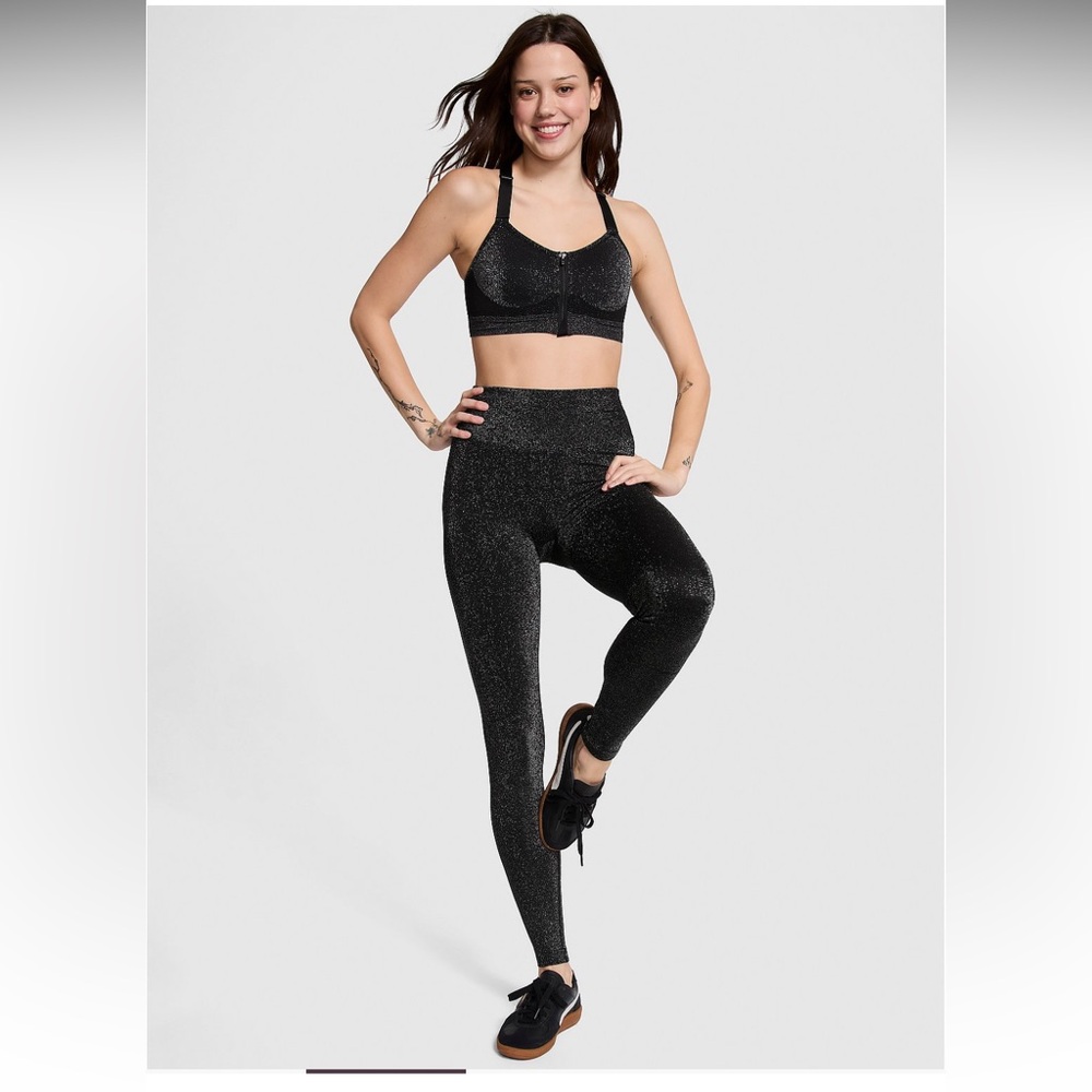 PINK Victoria's Secret Glitter Black Leggings
